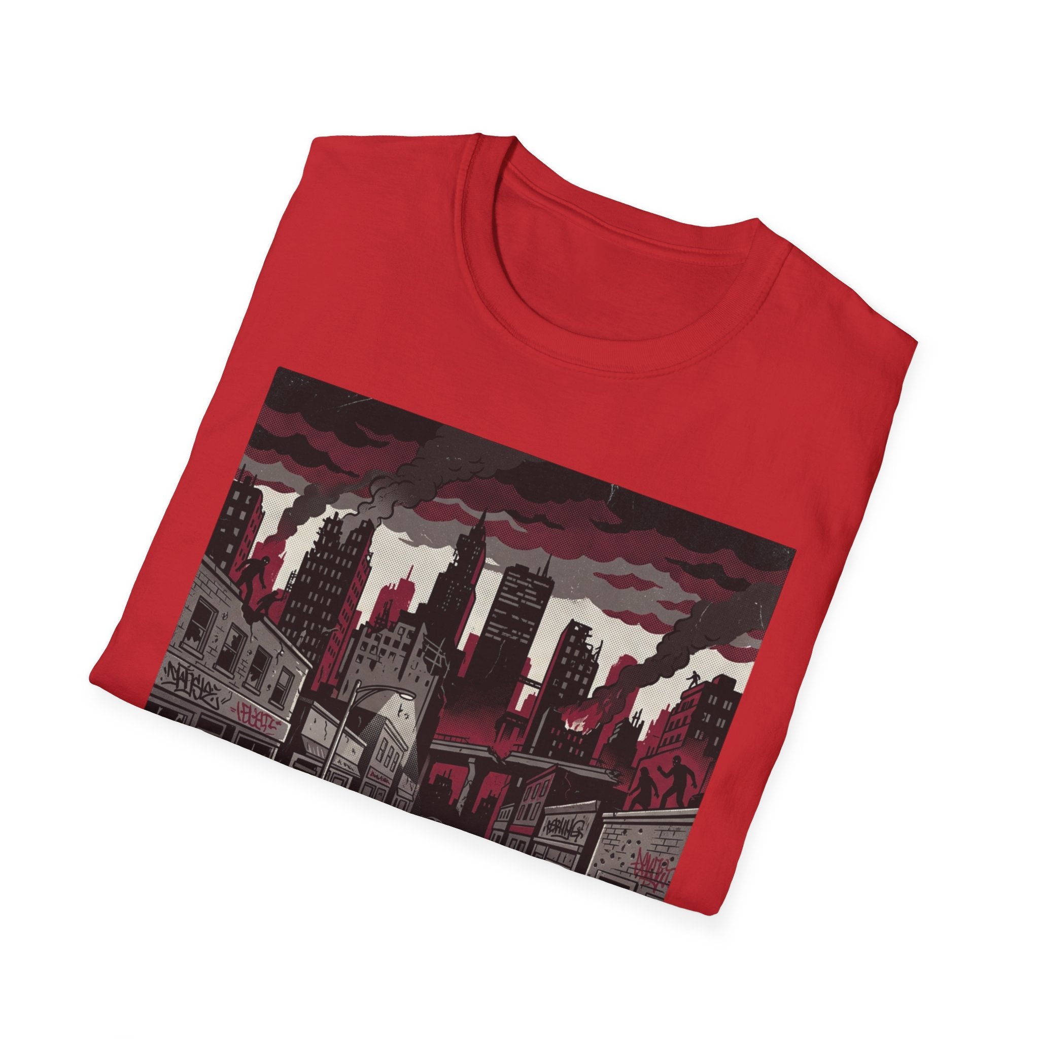 Apocalyptic Cityscape T‑Shirt – "Change is scary, but staying somewhere you don't belong will kill you"