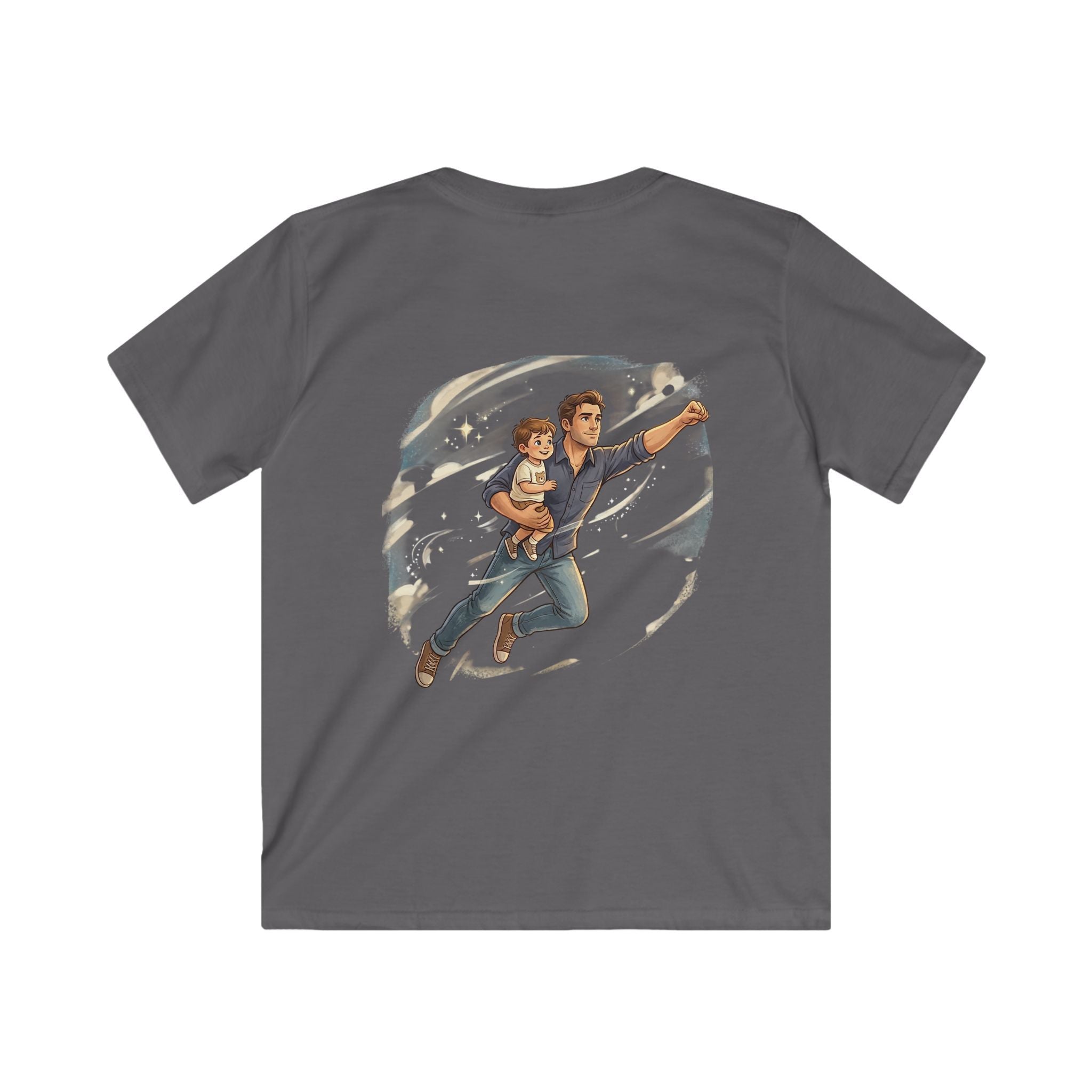 Kids boy Tee — “My daddy can fly! What’s your dad’s superpower?” Father & Child Superhero Shirt
