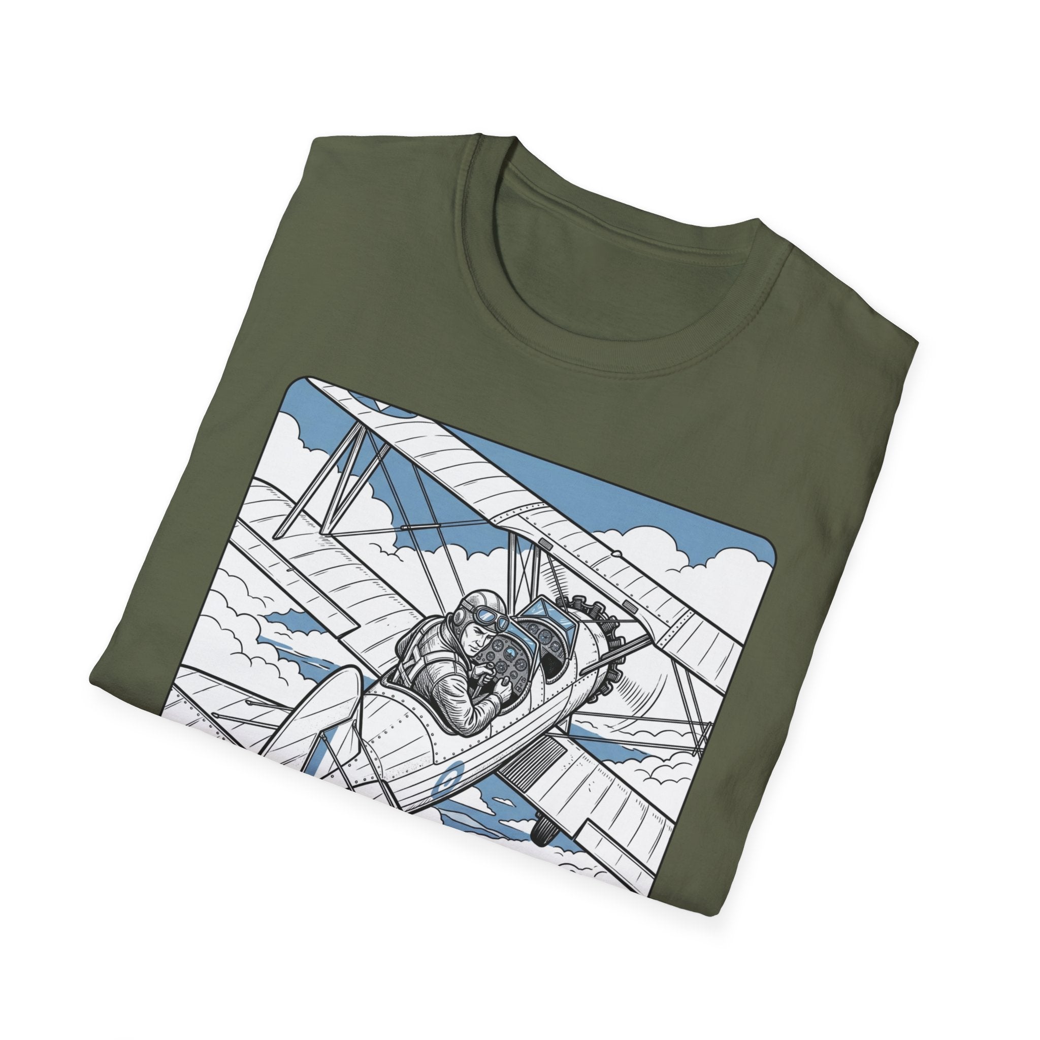 Pilot T‑Shirt – Vintage Biplane Design "Of Course I Look Down On You, I’m a Pilot"