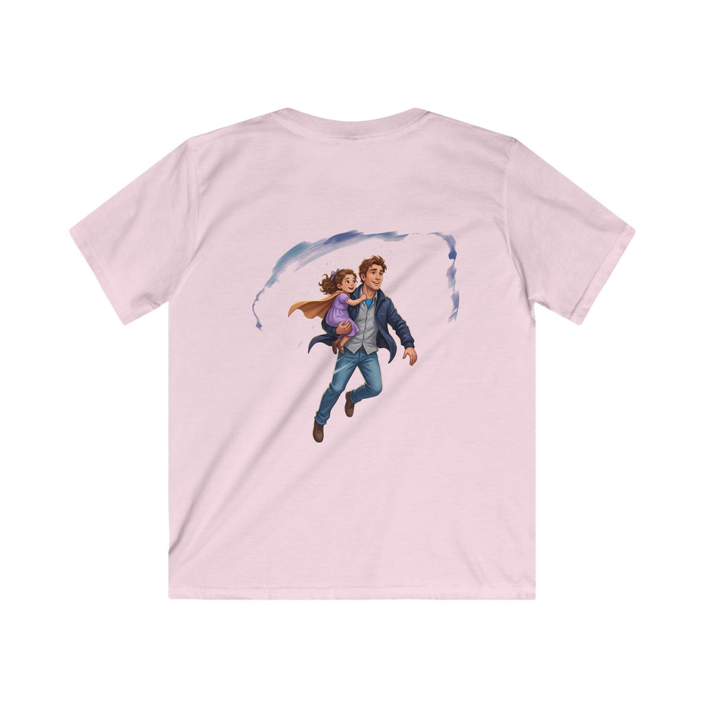 Kids girl Tee — "My daddy can fly! What's your dad's superpower?" Father-Daughter Flying Design