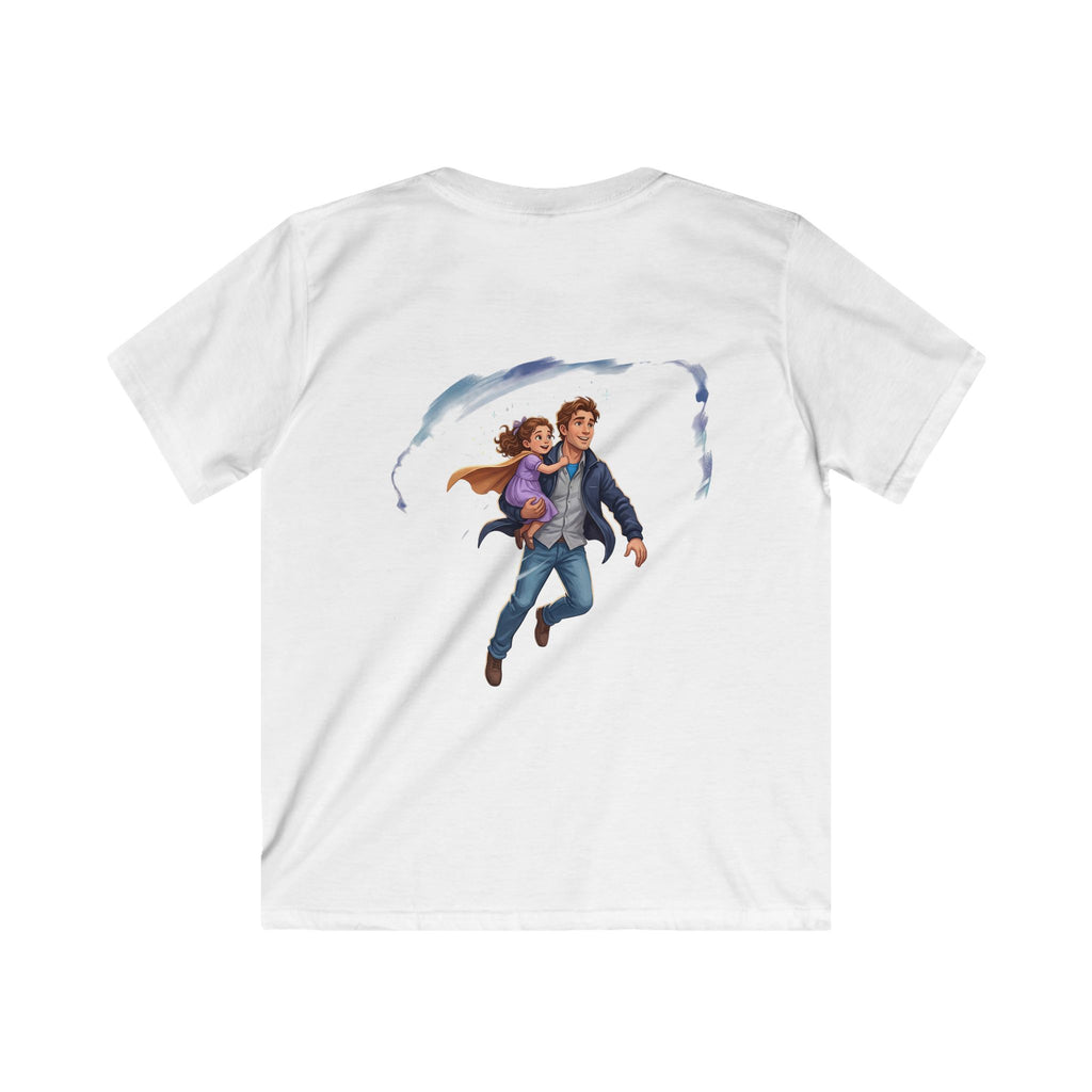 Kids girl Tee — "My daddy can fly! What's your dad's superpower?" Father-Daughter Flying Design