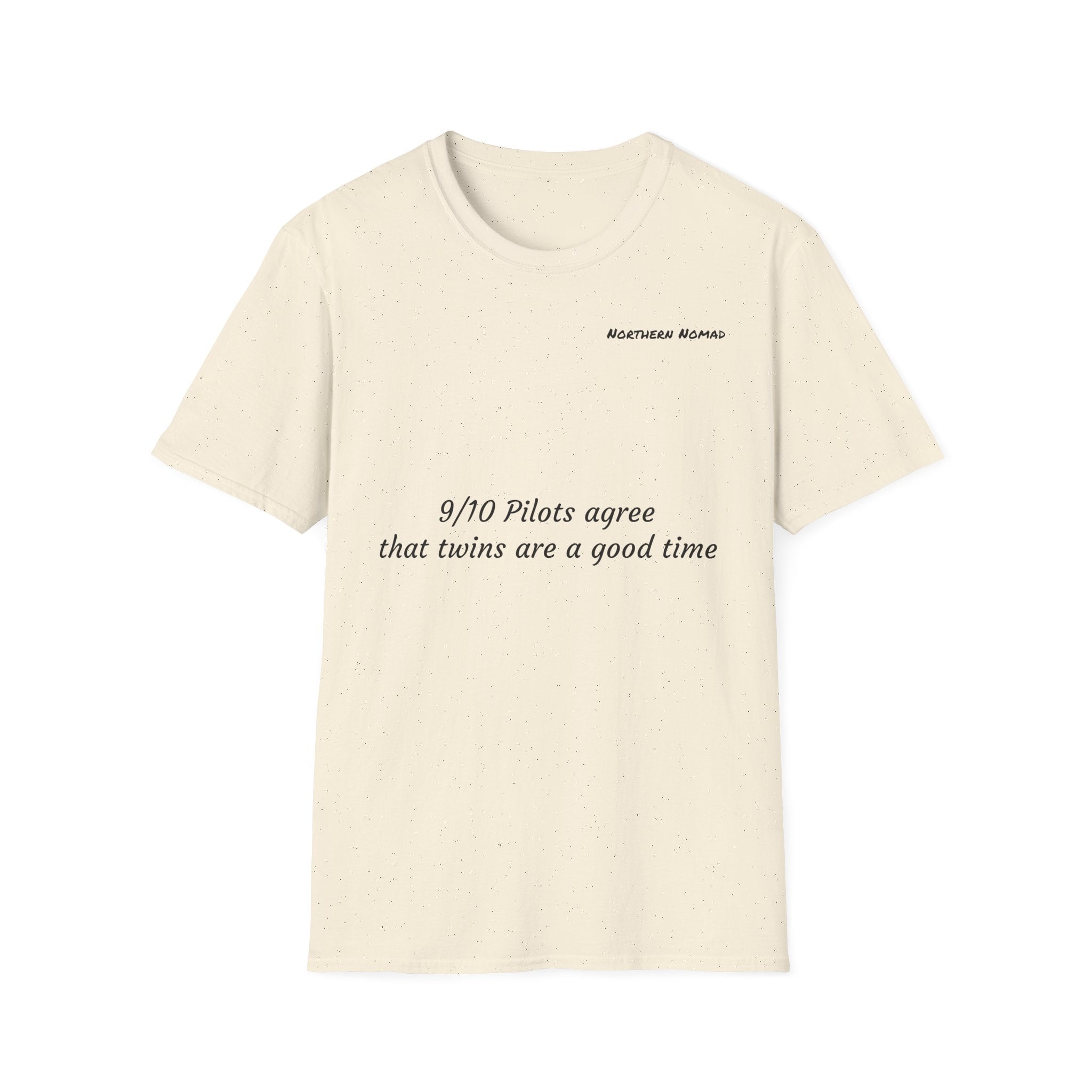 Pilot Humor T‑Shirt — “9/10 Pilots agree that twins are a good time” with Airplane Graphic