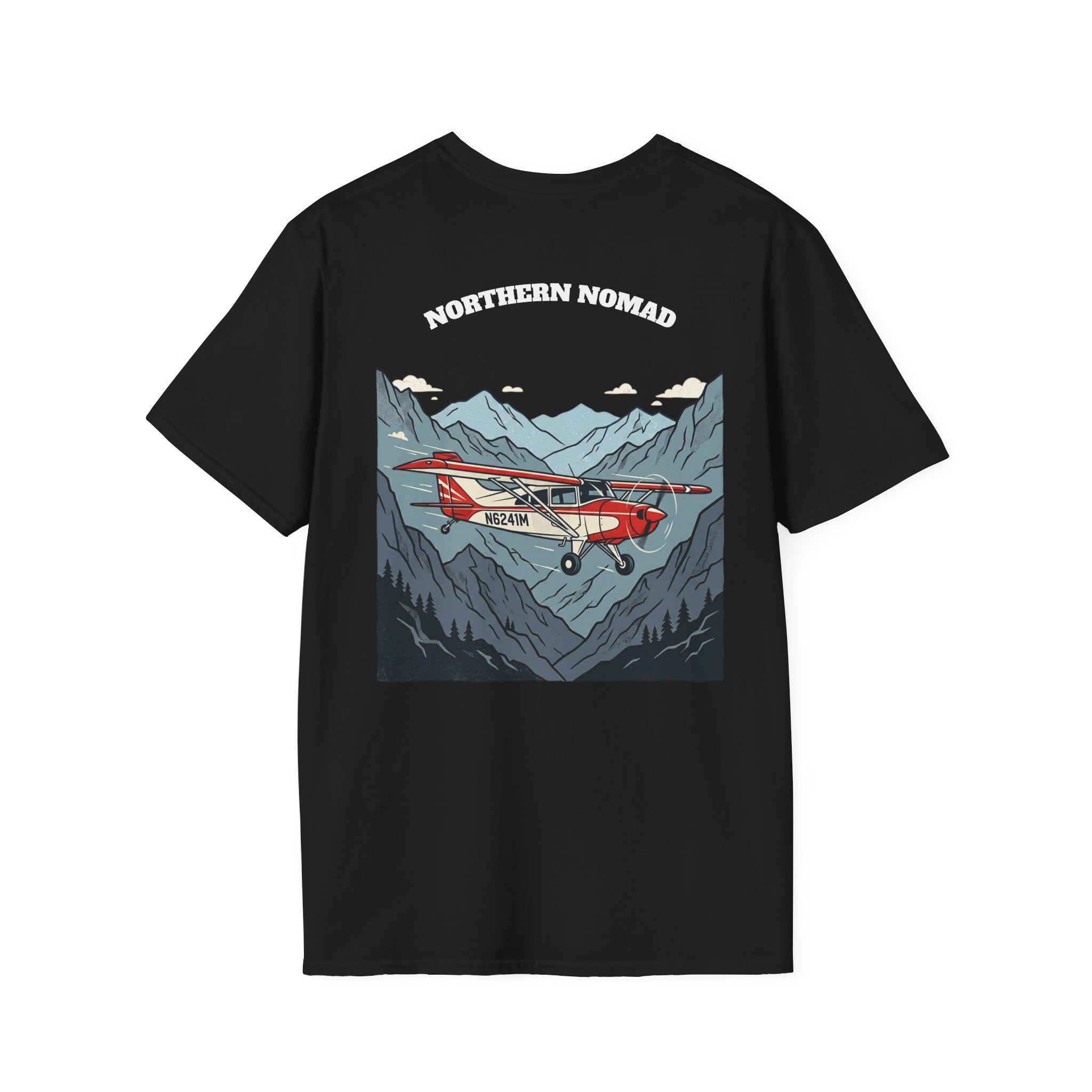 Aviator Graphic T-Shirt — 'I R Pilot' Front Script & Northern Nomad Mountain Plane Back