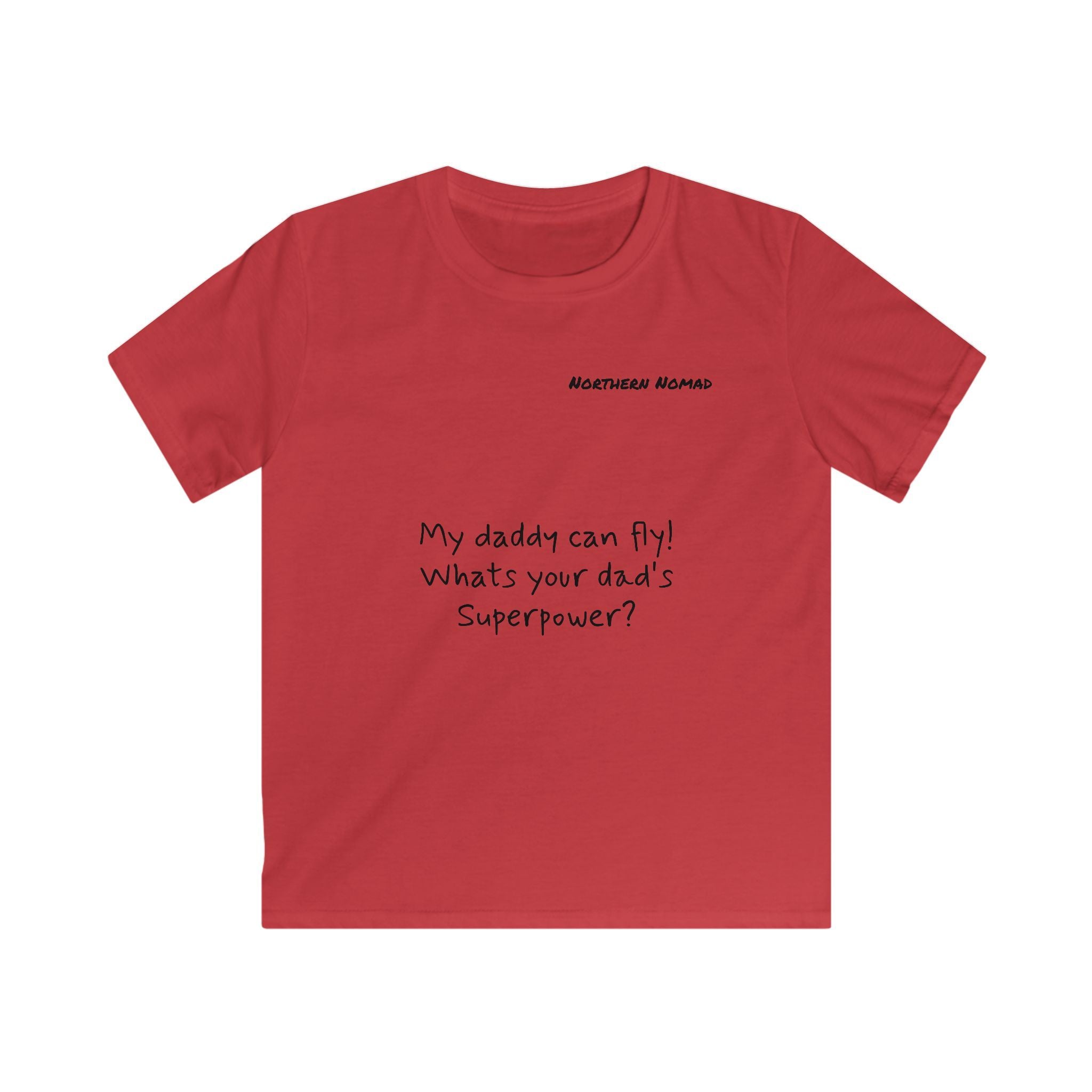 Kids girl Tee — "My daddy can fly! What's your dad's superpower?" Father-Daughter Flying Design
