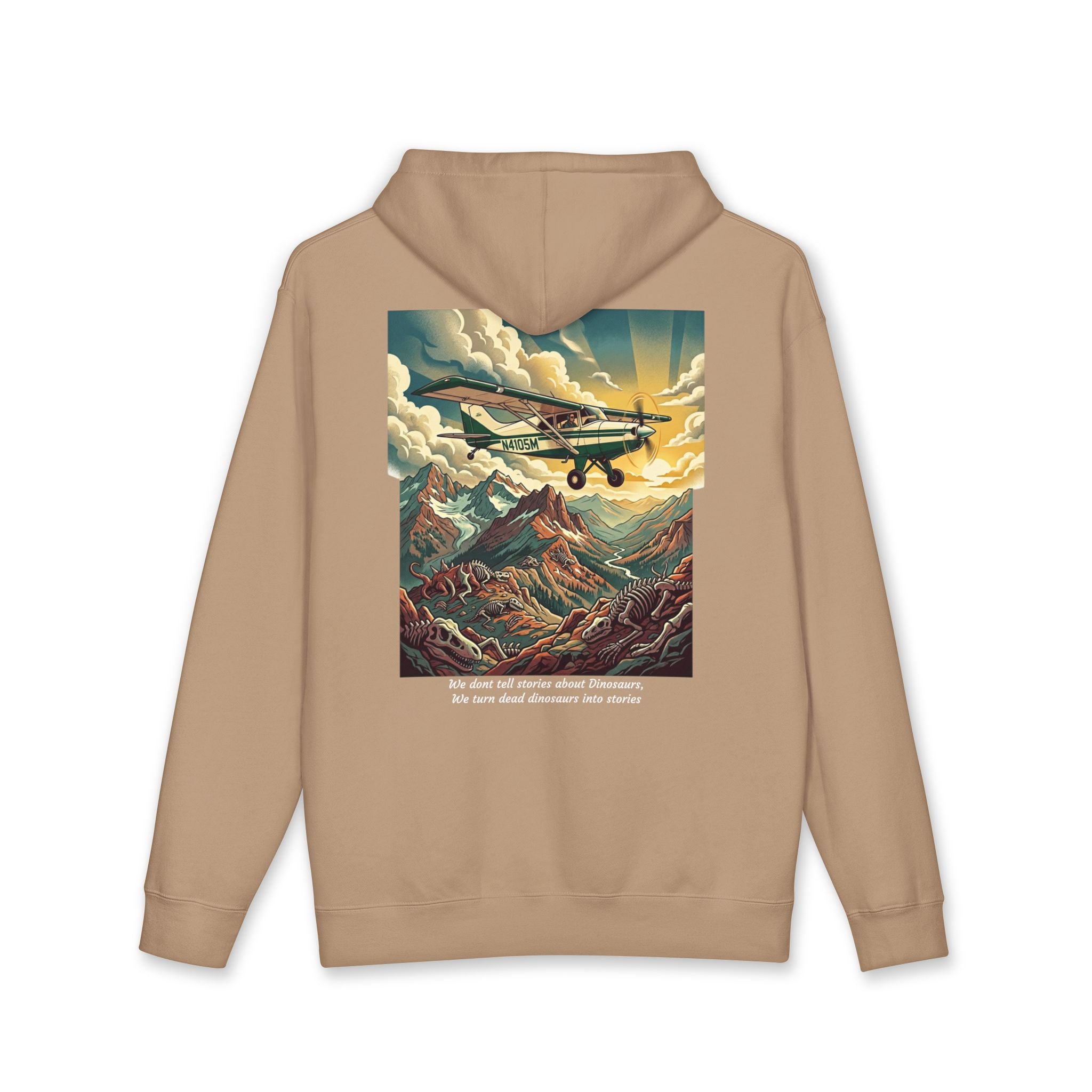 Aviator Mountain Hoodie — Red Plane Over Alpine Peaks Pullover