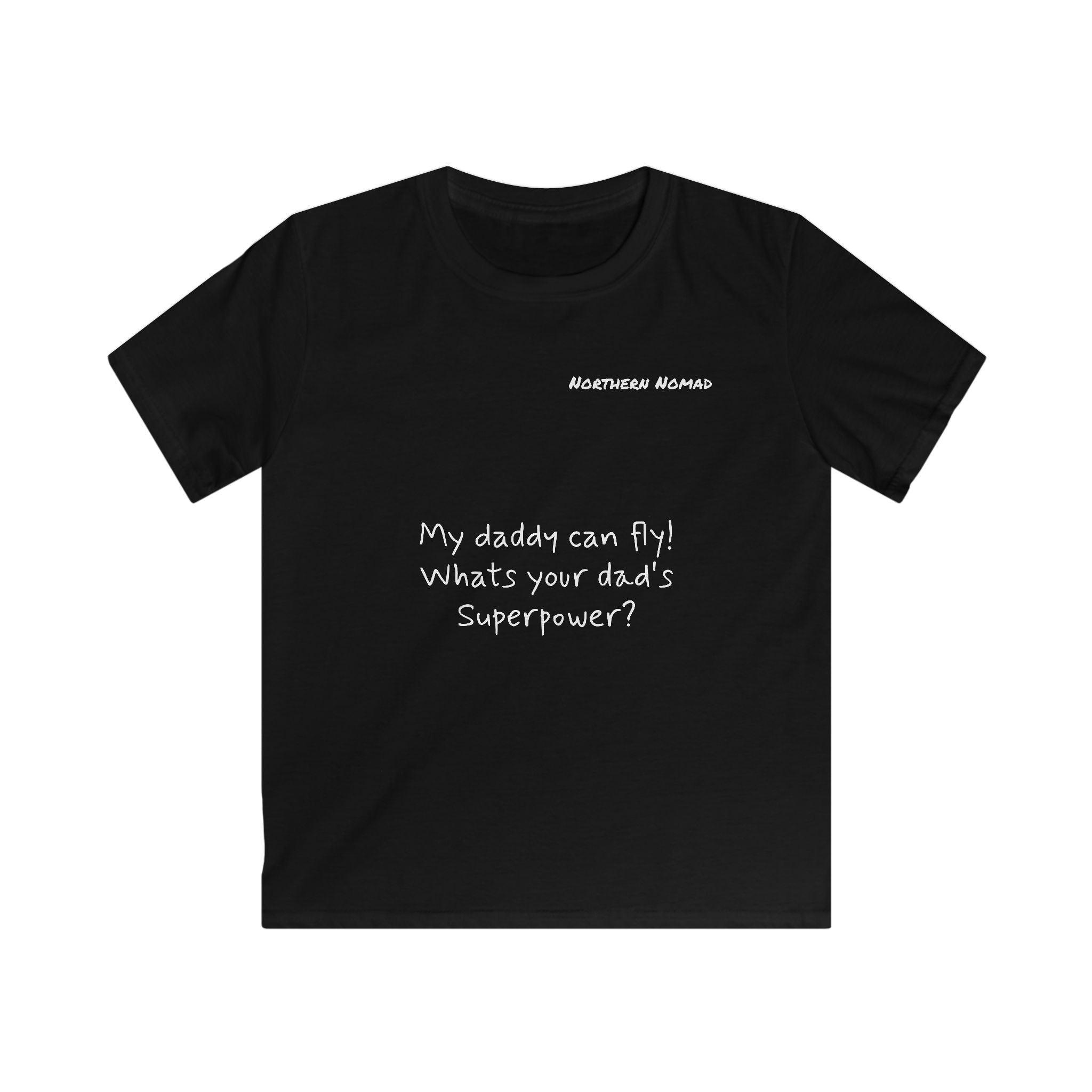 Kids boy Tee — “My daddy can fly! What’s your dad’s superpower?” Father & Child Superhero Shirt