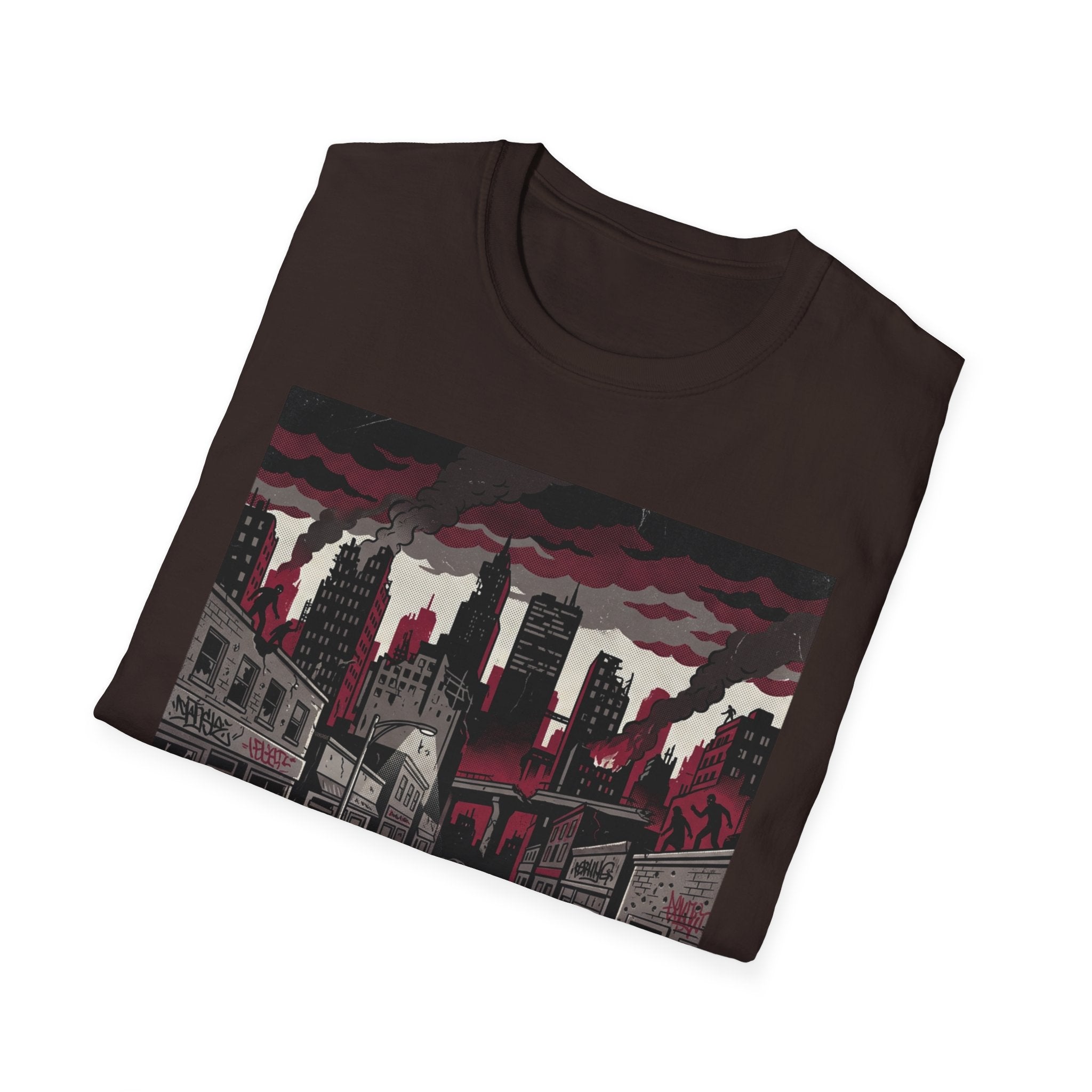 Apocalyptic Cityscape T‑Shirt – "Change is scary, but staying somewhere you don't belong will kill you"