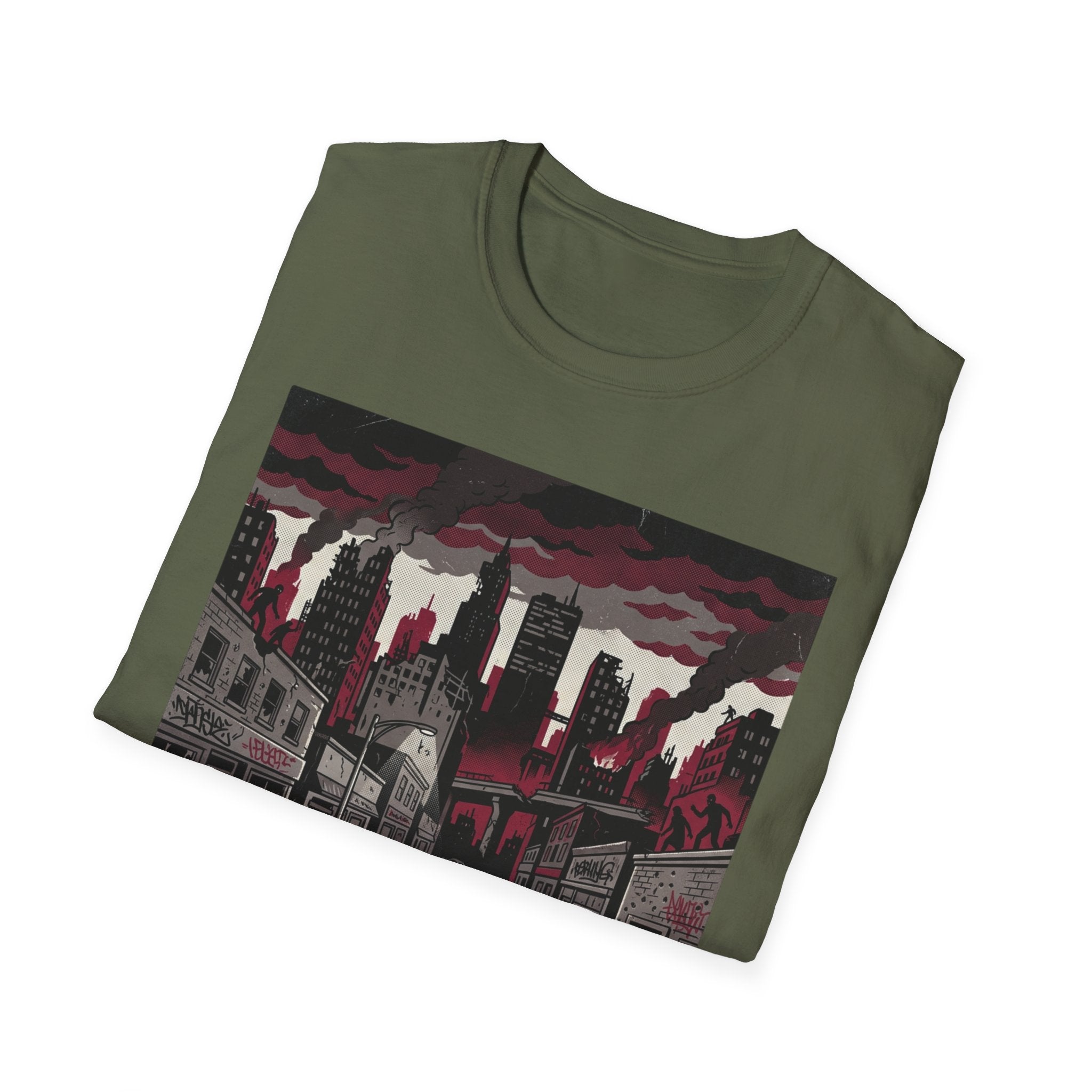 Apocalyptic Cityscape T‑Shirt – "Change is scary, but staying somewhere you don't belong will kill you"