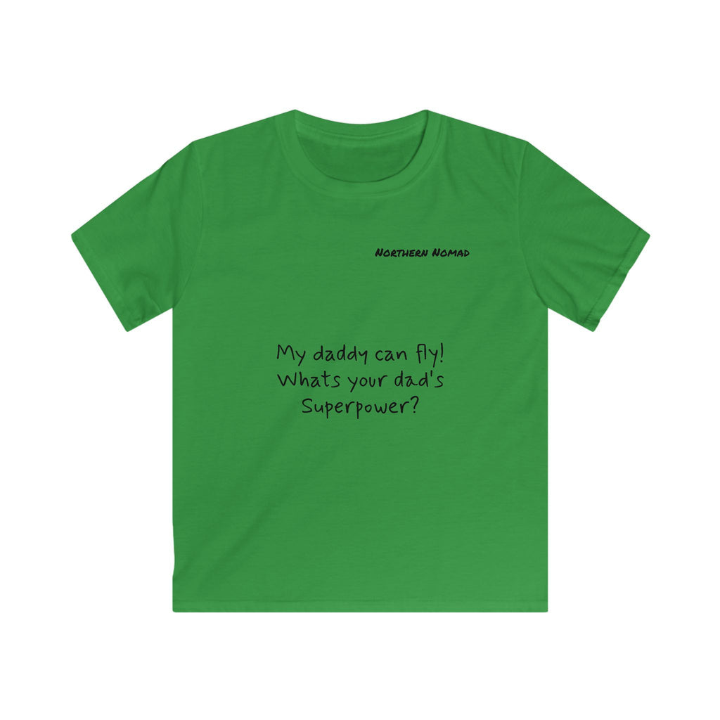 Kids girl Tee — "My daddy can fly! What's your dad's superpower?" Father-Daughter Flying Design