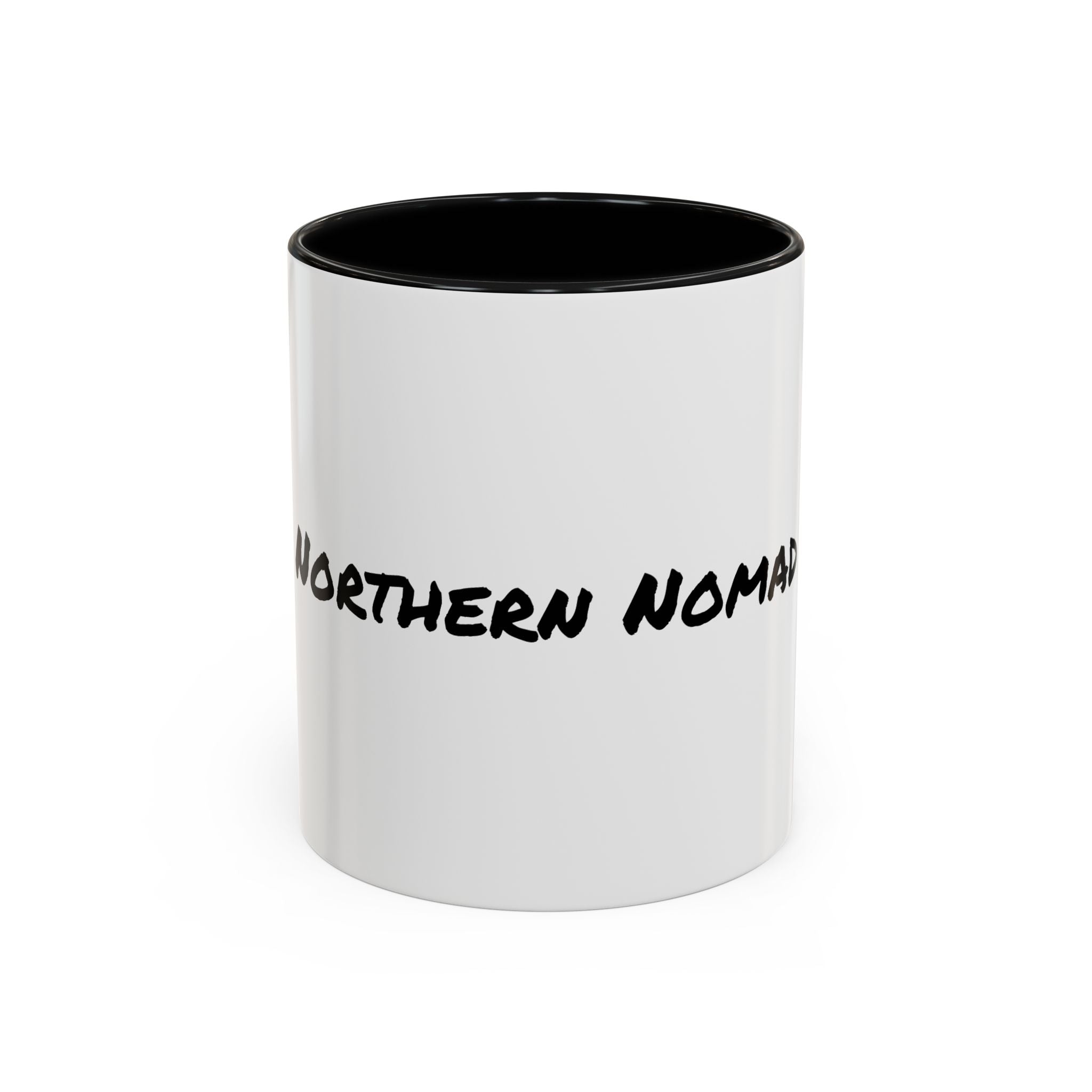 Northern Nomad Accent Coffee Mug — Black-Trim Ceramic Travel Coffee Cup (11/15 oz)