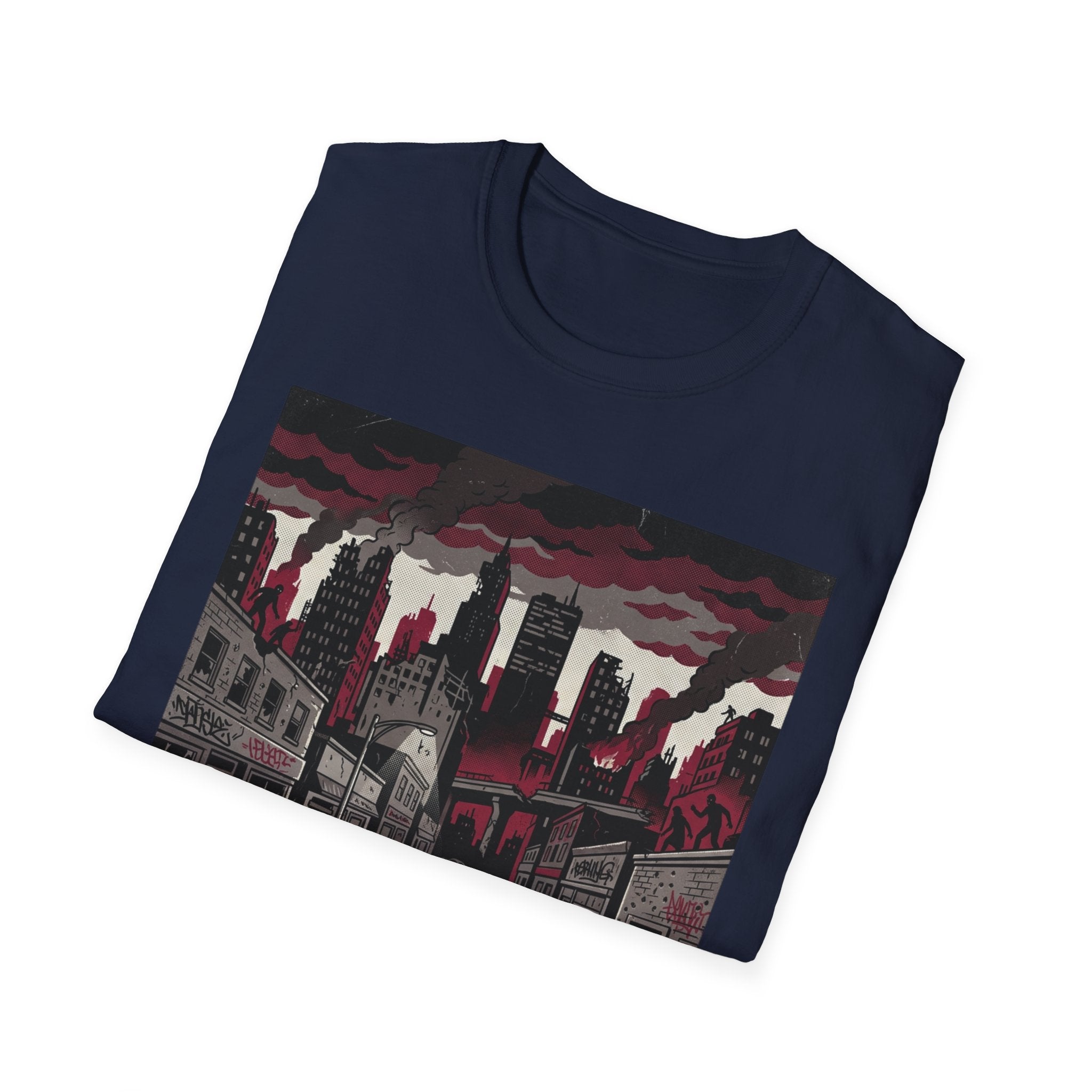 Apocalyptic Cityscape T‑Shirt – "Change is scary, but staying somewhere you don't belong will kill you"