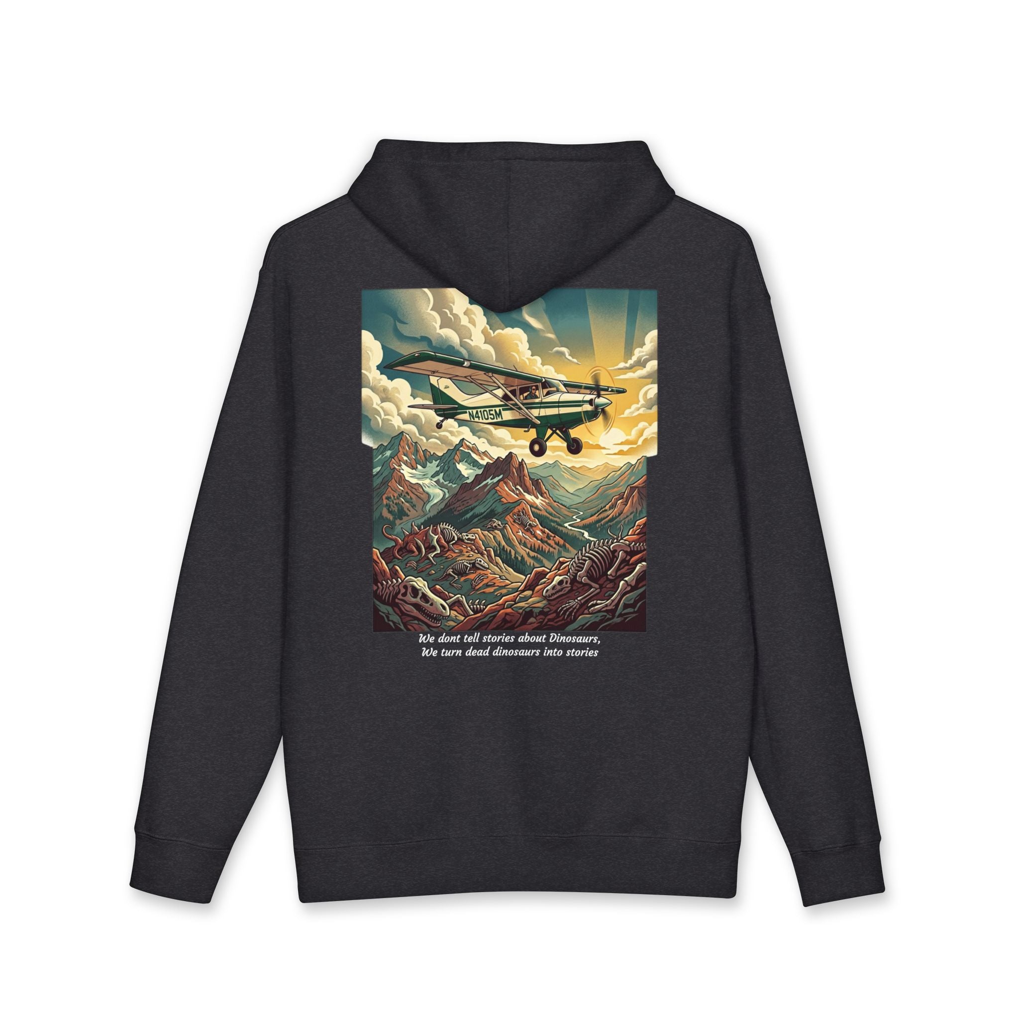 Aviator Mountain Hoodie — Red Plane Over Alpine Peaks Pullover