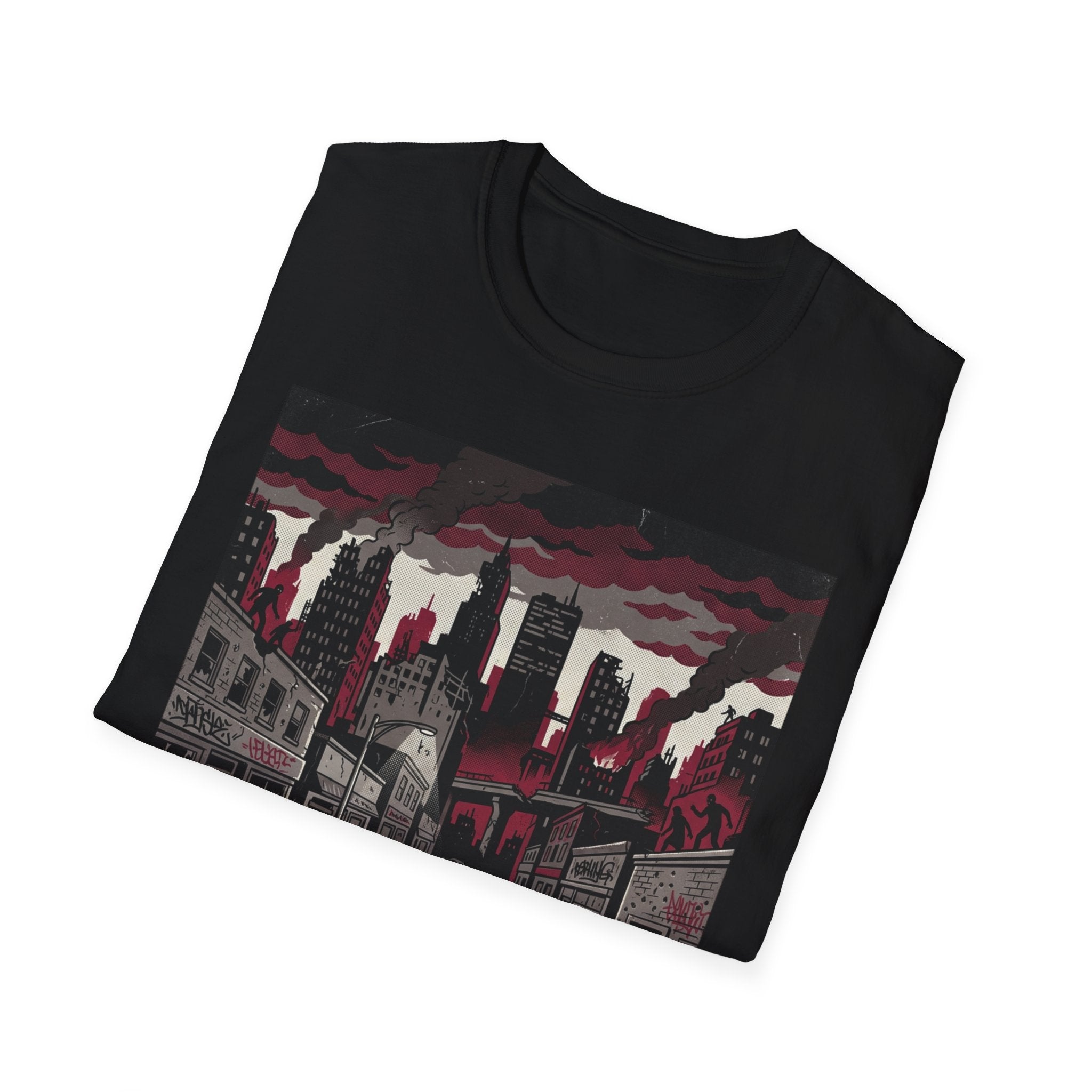 Apocalyptic Cityscape T‑Shirt – "Change is scary, but staying somewhere you don't belong will kill you"