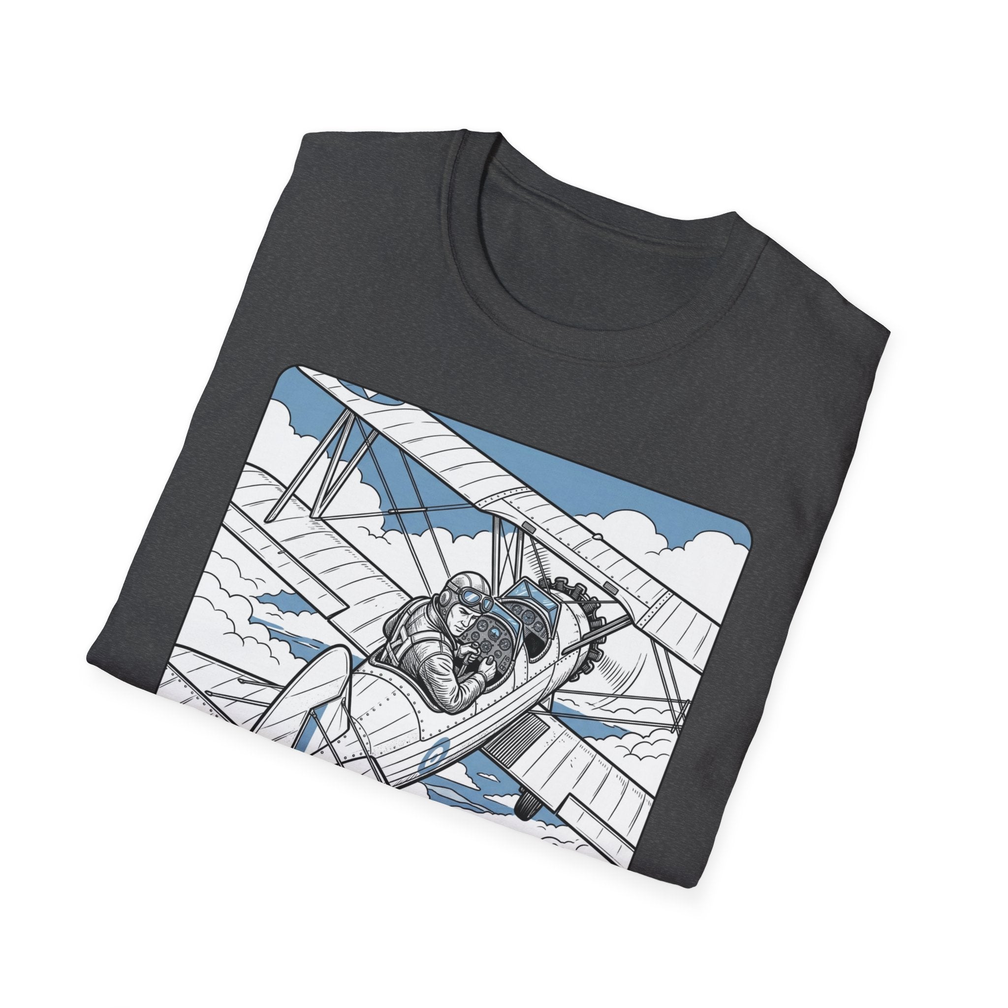 Pilot T‑Shirt – Vintage Biplane Design "Of Course I Look Down On You, I’m a Pilot"