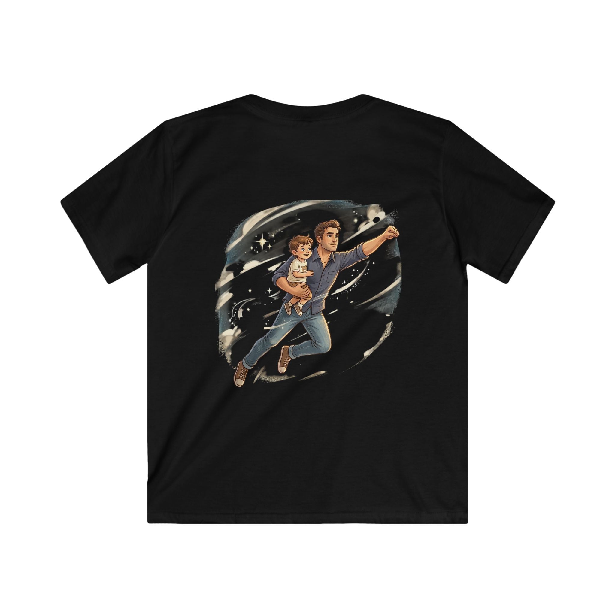 Kids boy Tee — “My daddy can fly! What’s your dad’s superpower?” Father & Child Superhero Shirt