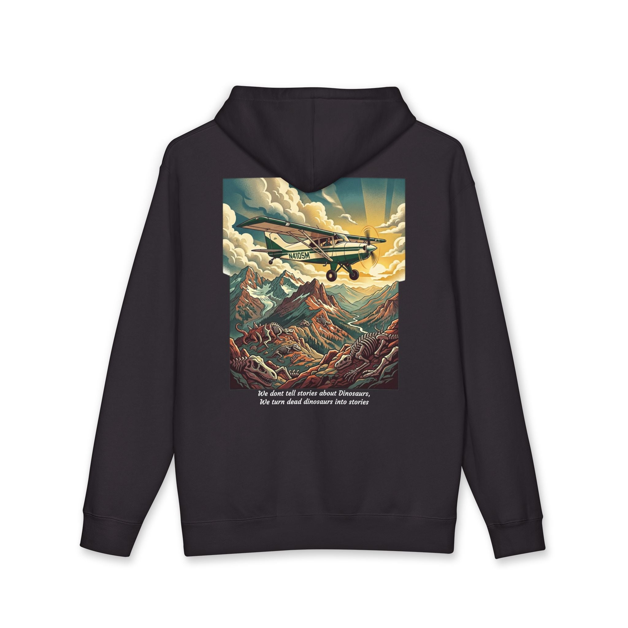 Aviator Mountain Hoodie — Red Plane Over Alpine Peaks Pullover