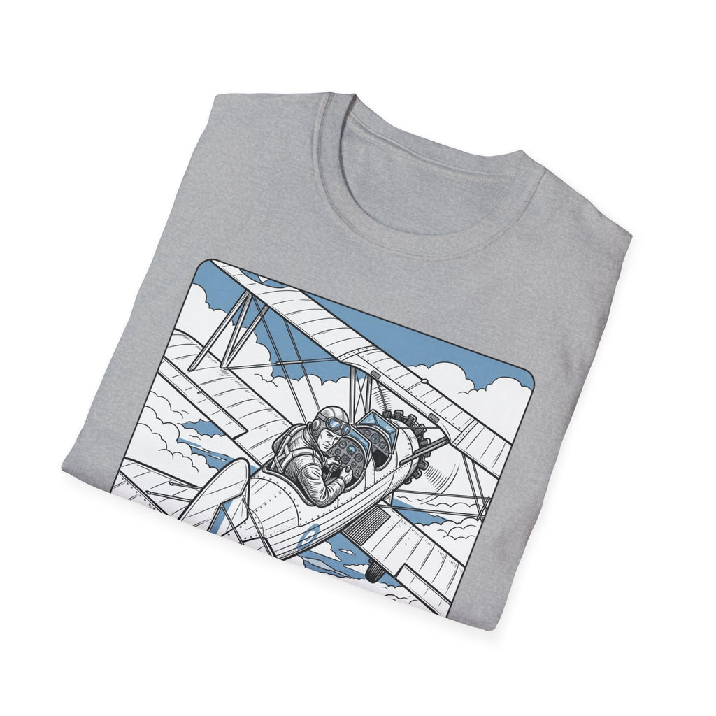 Pilot T‑Shirt – Vintage Biplane Design "Of Course I Look Down On You, I’m a Pilot"