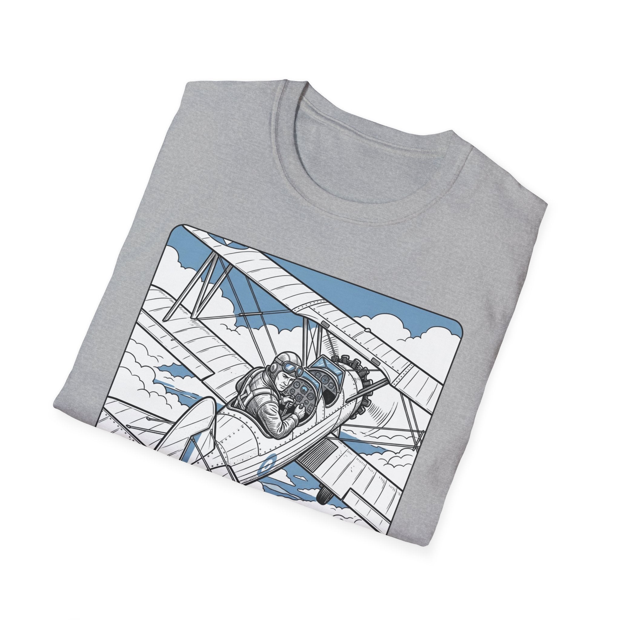 Pilot T‑Shirt – Vintage Biplane Design "Of Course I Look Down On You, I’m a Pilot"