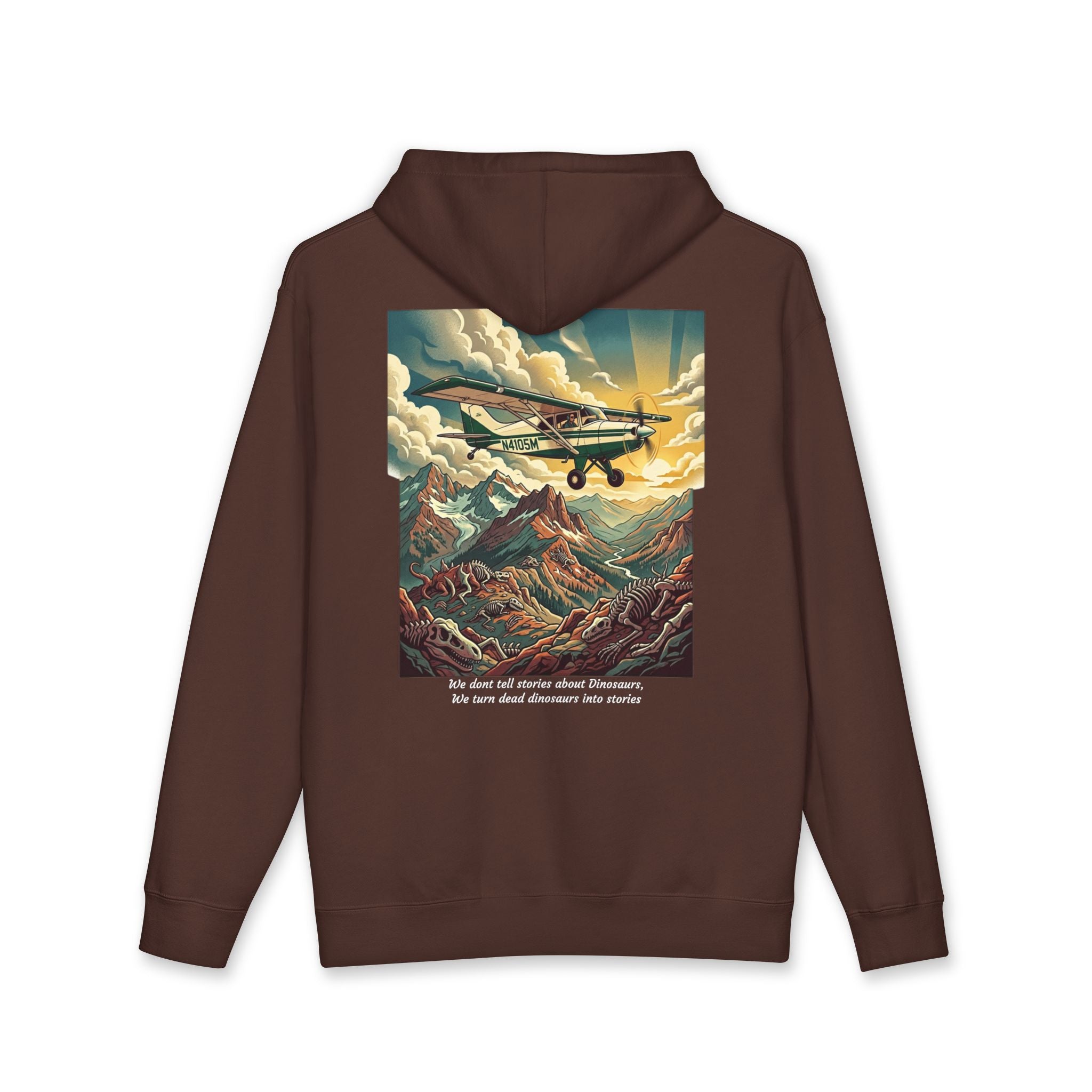 Aviator Mountain Hoodie — Red Plane Over Alpine Peaks Pullover