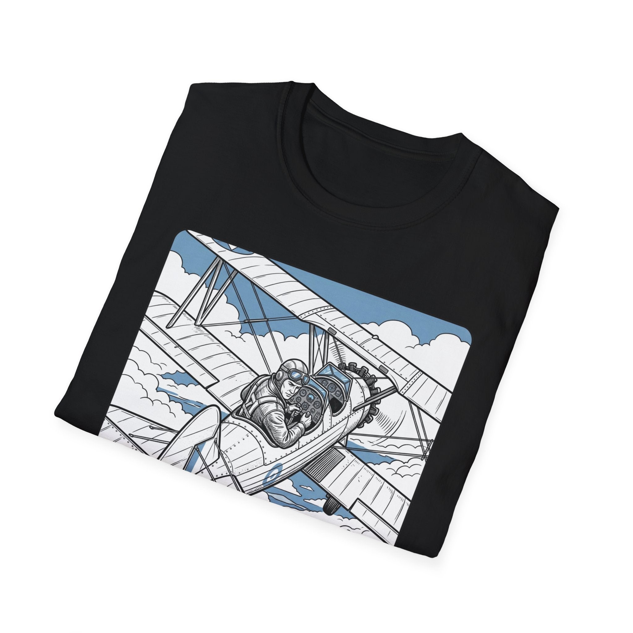 Pilot T‑Shirt – Vintage Biplane Design "Of Course I Look Down On You, I’m a Pilot"