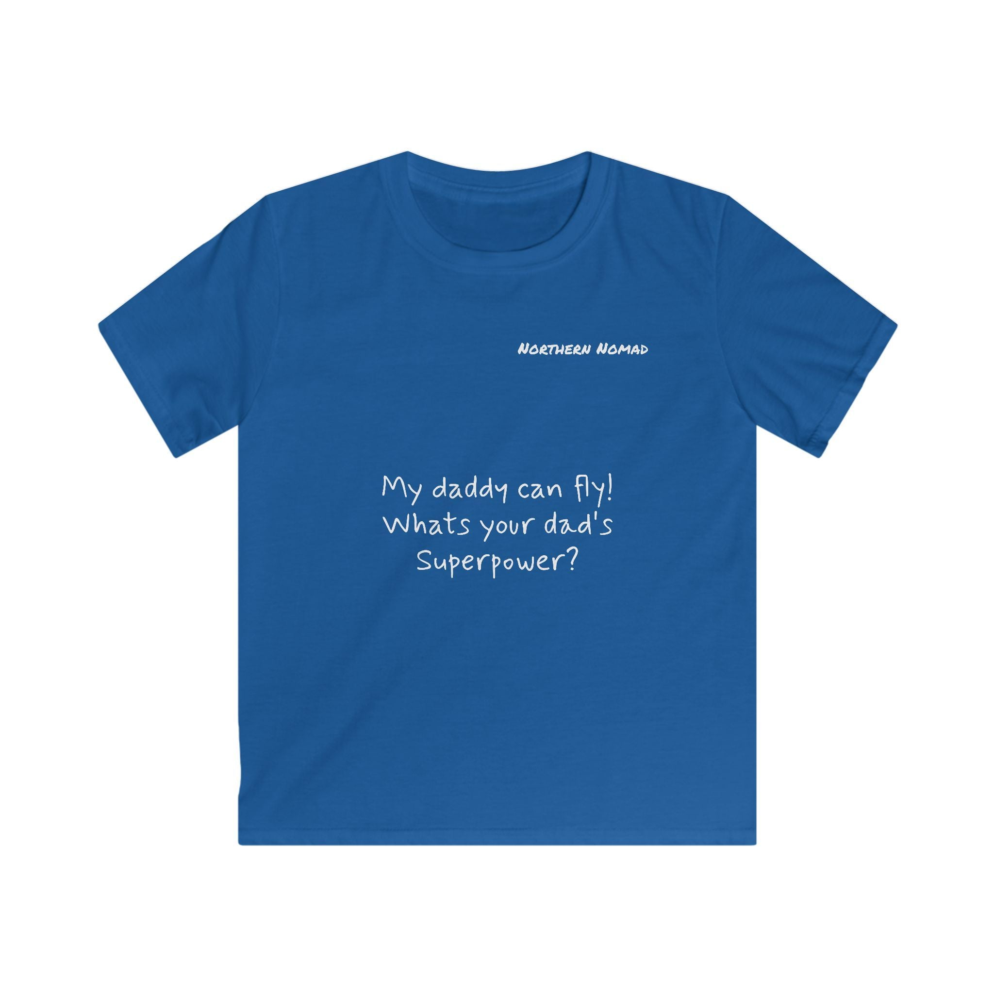 Kids boy Tee — “My daddy can fly! What’s your dad’s superpower?” Father & Child Superhero Shirt