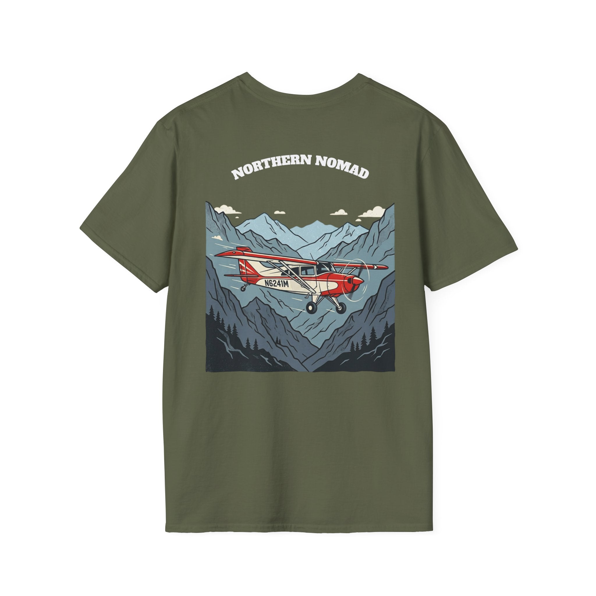 Aviator Graphic T-Shirt — 'I R Pilot' Front Script & Northern Nomad Mountain Plane Back